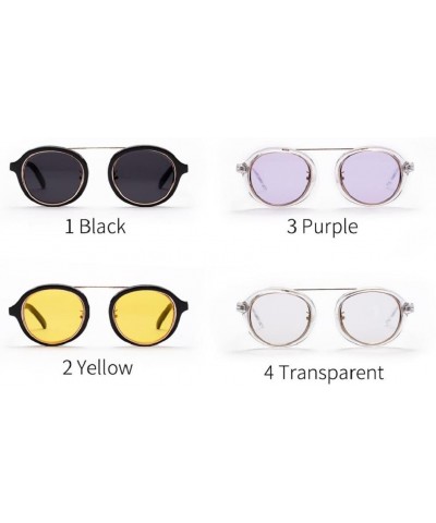 Aviator Round Frame Sunglasses - Fashion Men Women Retro Vintage UV 400 Glasses (Black) - Black - CV18E4W3TAR $8.56