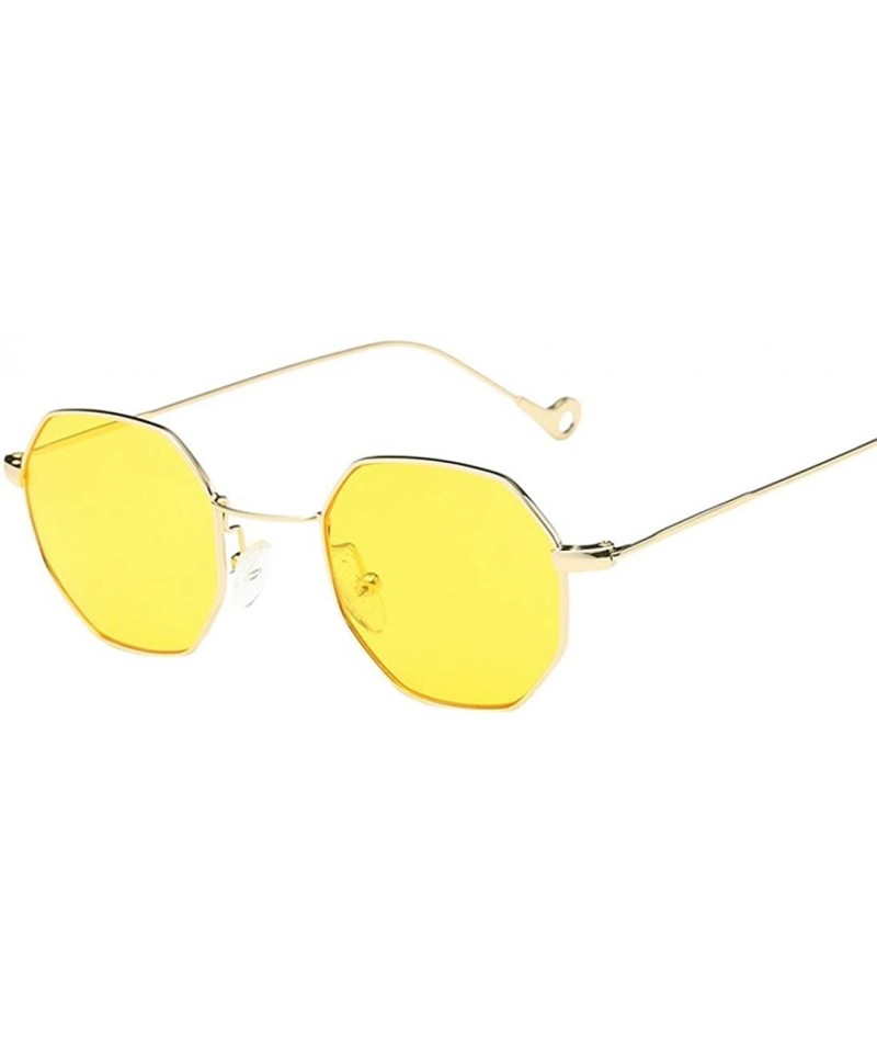 Cat Eye VIASA Cat Eye Mirrored Flat Lenses Street Fashion Vintage Metal Frame Sunglasses For Men/Women - Yellow - CQ18DXZRR36...