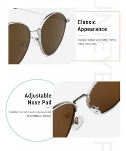 Round Small Round Sunglasses for Women Men Trendy Style Retro Metal Frame UV400 - Saddlebrown-silver - CW18RS4STR2 $14.11