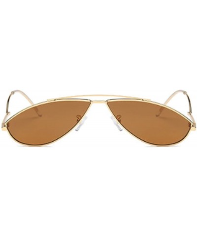 Goggle Vintage Fashion Sunglasses Small Metal Frame Vintage Sunglasses - Golden Frame Tea - CX18EH2UUS6 $9.49