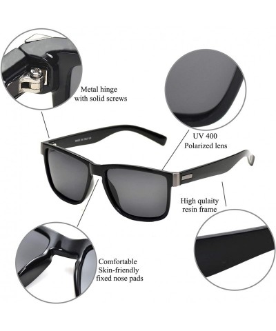Square Vintage Retro Polarized Sunglasses for Men and Women 100% UV Protection Driving Glasses - Black Frame - CO18YH8S03I $1...