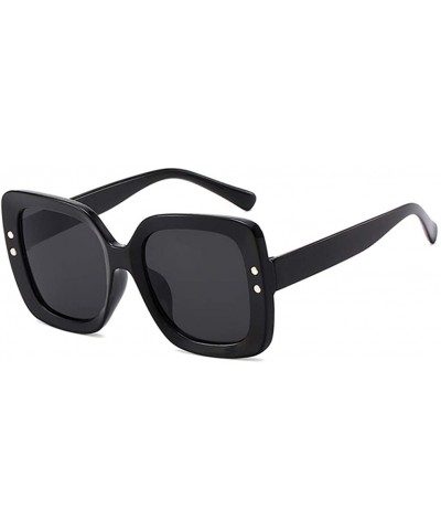 Square Unisex Sunglasses Fashion Bright Black Grey Drive Holiday Square Non-Polarized UV400 - Bright Black Grey - C118RLU5484...