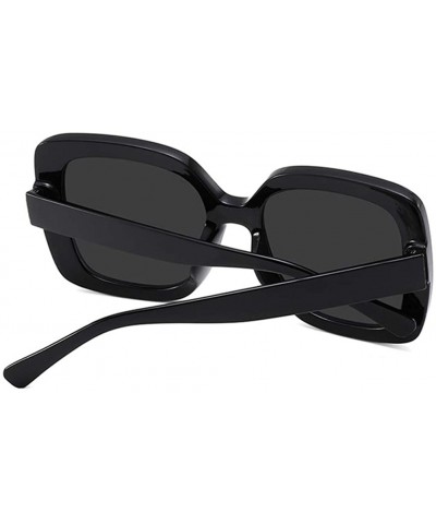 Square Unisex Sunglasses Fashion Bright Black Grey Drive Holiday Square Non-Polarized UV400 - Bright Black Grey - C118RLU5484...
