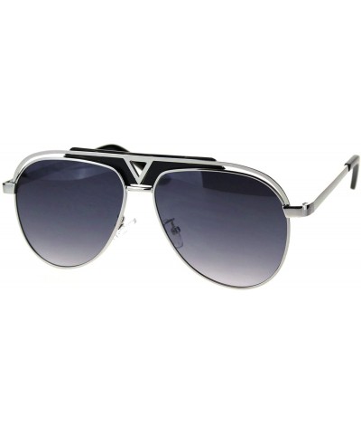 Aviator Unisex Aviator Fashion Sunglasses Triangle Design Top Bridge UV 400 - Silver (Smoke) - CW18UZH7IYG $10.72