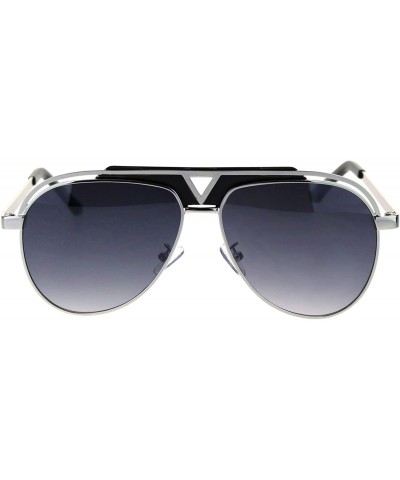 Aviator Unisex Aviator Fashion Sunglasses Triangle Design Top Bridge UV 400 - Silver (Smoke) - CW18UZH7IYG $10.72