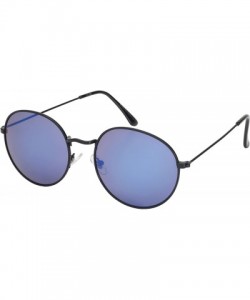 Round Round Metal Frame Sunglasses with Color Mirror Lens B5106-REV - Matte Black - CC12GFHQYCB $9.99