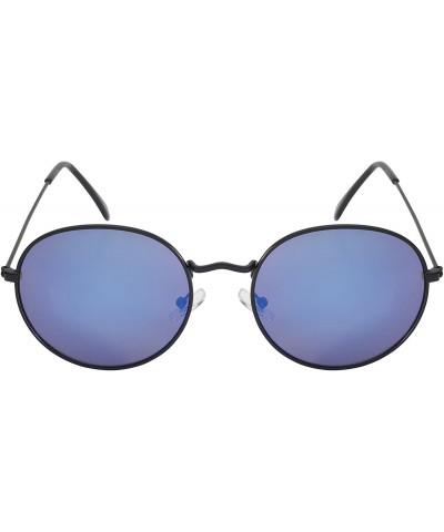 Round Round Metal Frame Sunglasses with Color Mirror Lens B5106-REV - Matte Black - CC12GFHQYCB $9.99