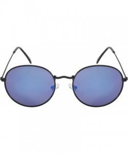 Round Round Metal Frame Sunglasses with Color Mirror Lens B5106-REV - Matte Black - CC12GFHQYCB $9.99