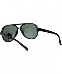 Sport Tempered Glass Lens Plastic Racer Pilots Sunglasses - Shiny Black - CZ18KHK3KLQ $10.74