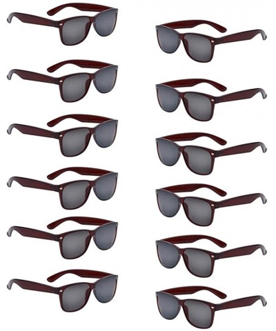 Sport Bulk 12 Pack Neon Retro Sunglasses Unisex Adult Kids Party Favors Decor Glasses - Adult Amber - CI18ENM3S5E $22.21