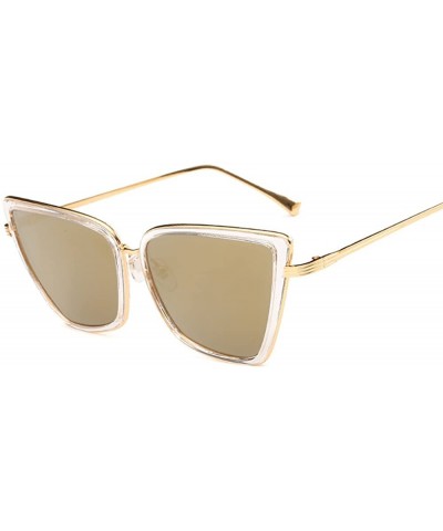 Cat Eye Men Women Oversized Cat Eye Sunglasses Retro Metal Frame Sun Glasses with Case and Cloth - Gold - CB18325QIHA $50.19