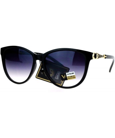 Oversized VG Eyewear Jewel Buckle Hinge Horn Rim Oversize Cat Eye Sunglasses - Black Smoke - CY12H8RUJ9V $10.26
