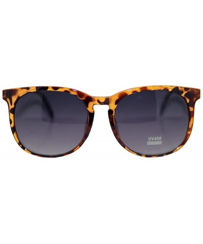 Square Men Women Oversized Sunglasses Round Frame Horn Rim - Tortoise/Smoke - CT182WGY02O $9.96