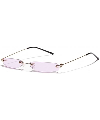 Rectangular Narrow Rectangle Sunglasses Women Tiny Rimless Sun Glasses For Men Frameless - Clear Purple - CB18ID4NZEM $11.58