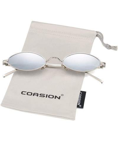 Goggle Vintage Small Oval Sunglasses for Women Men Hippie Cool Metal Frame Sun Glasses - CA18TADH3TL $12.18