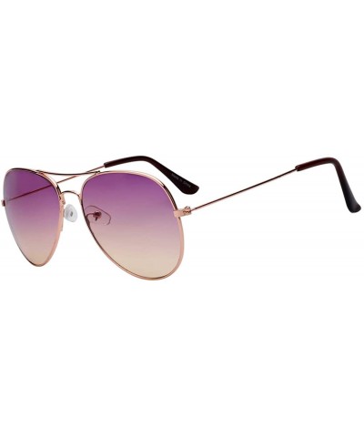 Aviator Classic Aviator Style Sunglasses Two Tone Shades Color Lens Gold Metal Frame - 064-purple-yellow - CW18L0Z9E7U $9.26