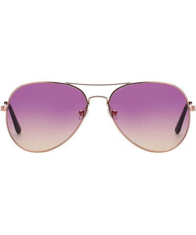 Aviator Classic Aviator Style Sunglasses Two Tone Shades Color Lens Gold Metal Frame - 064-purple-yellow - CW18L0Z9E7U $9.26