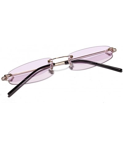 Rectangular Narrow Rectangle Sunglasses Women Tiny Rimless Sun Glasses For Men Frameless - Clear Purple - CB18ID4NZEM $11.58