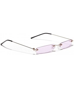 Rectangular Narrow Rectangle Sunglasses Women Tiny Rimless Sun Glasses For Men Frameless - Clear Purple - CB18ID4NZEM $11.58