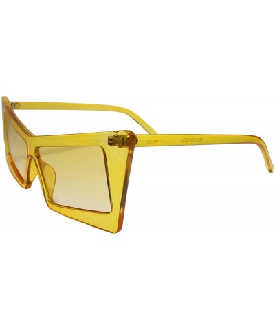 Cat Eye Retro Slanted Rectangle Funky Exotic Cat Eye Tinted Sunglasses - Yellow - C2199EQS0YH $28.97