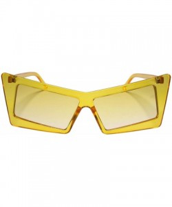 Cat Eye Retro Slanted Rectangle Funky Exotic Cat Eye Tinted Sunglasses - Yellow - C2199EQS0YH $24.74
