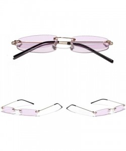 Rectangular Narrow Rectangle Sunglasses Women Tiny Rimless Sun Glasses For Men Frameless - Clear Purple - CB18ID4NZEM $11.58