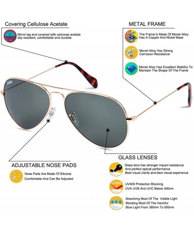 Square Classic Crystal Glass Lens Retro Square/Aviator/Round Metal Frame Sunglasses for Men Women-100% UV400 Protection - CX1...