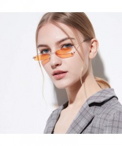 Rectangular Narrow Rectangle Sunglasses Women Tiny Rimless Sun Glasses For Men Frameless - Clear Purple - CB18ID4NZEM $11.58