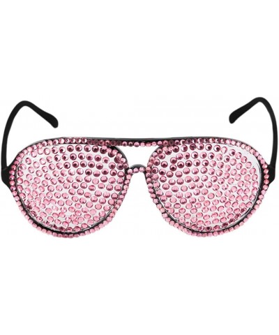 Aviator Rhinestone Rave Glasses Goggles with Bling Crystal Glass Lens - Pink - CP18WXHQXQ6 $11.56