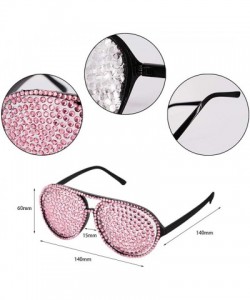Aviator Rhinestone Rave Glasses Goggles with Bling Crystal Glass Lens - Pink - CP18WXHQXQ6 $11.56