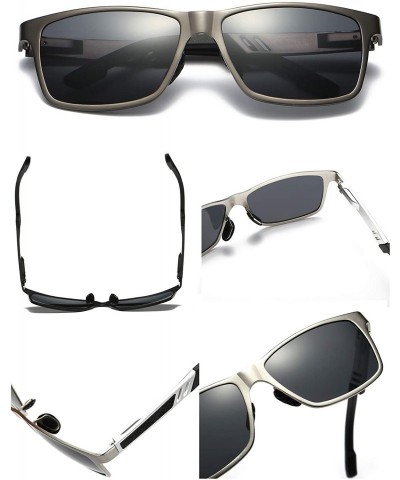 Square Men's Hot Retro Driving Polarized Wayfarer Sunglasses Aluminum magnesium Frame A6560 - Gun-black - C518K508IRS $19.00