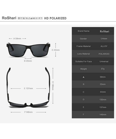 Square Men's Hot Retro Driving Polarized Wayfarer Sunglasses Aluminum magnesium Frame A6560 - Gun-black - C518K508IRS $19.00