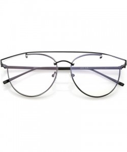 Rimless Modern Crossbar Horn Rimmed Clear Round Flat Lens Rimless Eyeglasses 58mm - Black / Clear - C2187I7RWG0 $10.08