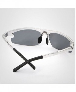 Square Retro Sunglasses Black Polarized Sunglasses for Men - Silver Frame Grey Lens - CH188CWXXTL $41.57