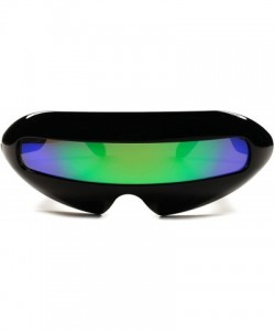 Wrap Space Alien Robot Party Rave Costume Cyclops Futuristic Novelty Sunglasses - Black / Green - CW189ARRID9 $22.52
