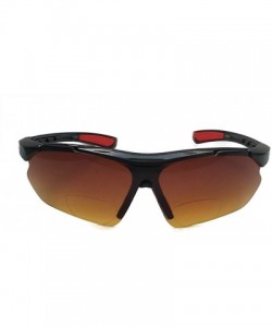 Sport Fashion Bifocal Sunglasses Wrap Around Sports Design Anti Glare Coating - Black Red W/ Amber Lens - C812NG8AWI5 $9.07