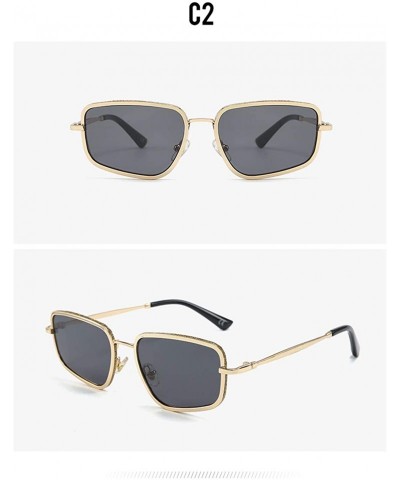 Square Unregularly Square Frame Sunglasses Trendy Glasses for Women Easy Matching - Goldgrey - CE18AXXQ2ML $8.62
