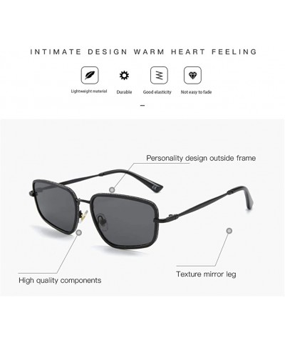 Square Unregularly Square Frame Sunglasses Trendy Glasses for Women Easy Matching - Goldgrey - CE18AXXQ2ML $8.62