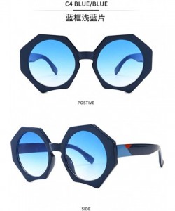 Square Oversized Sunglasses Polygonal Sunglass Vintage - C4 - CB197ZDN9OS $10.04