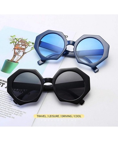 Square Oversized Sunglasses Polygonal Sunglass Vintage - C4 - CB197ZDN9OS $10.04