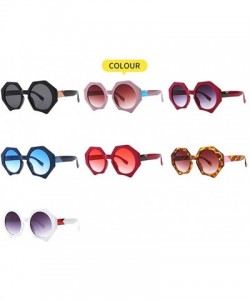 Square Oversized Sunglasses Polygonal Sunglass Vintage - C4 - CB197ZDN9OS $10.04