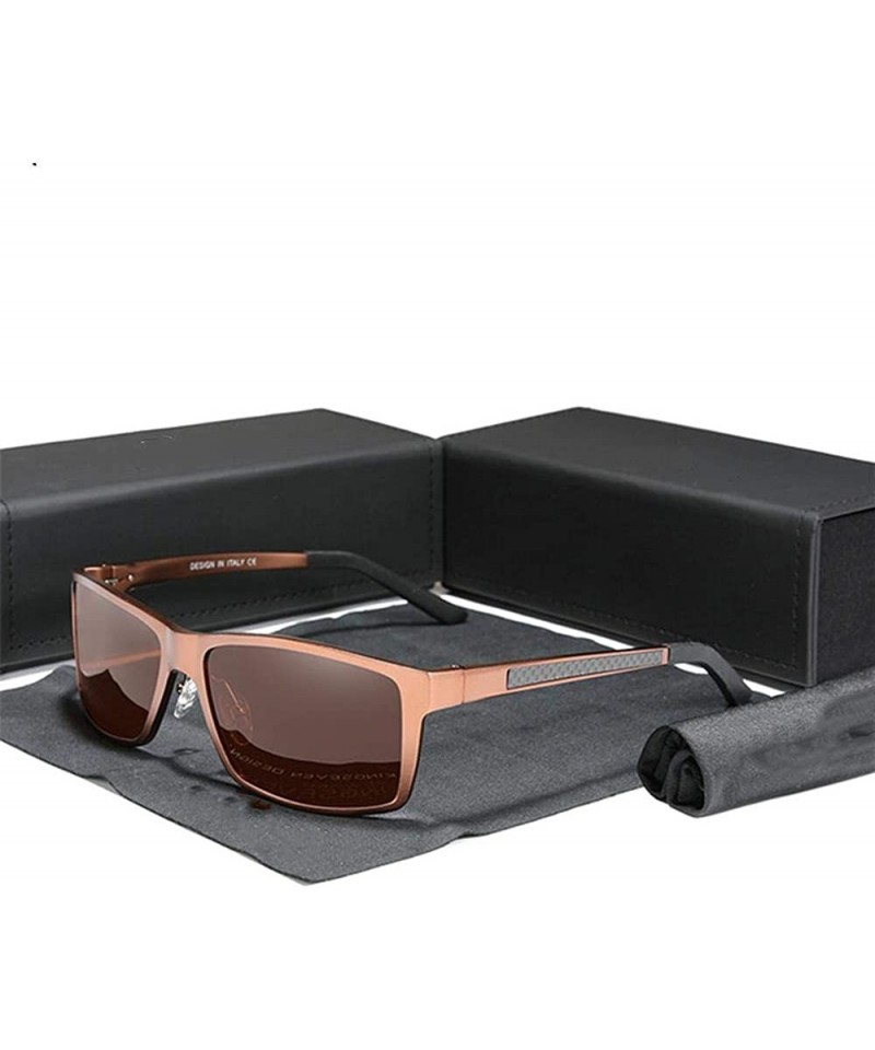 Square Men's 2020 aluminum-magnesium sunglasses driving mirror polarized glasses that man/woman UV400 - Brown - C41982YO8I7 $...