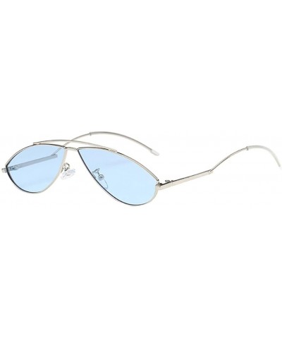 Rimless Womens Sunglasses - Vintage Cat Eye Irregular Oval Sun Glasses Metal Frame - H - CQ18DTW78CE $18.12