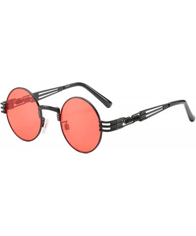 Oversized Round Steampunk Sunglasses for Women Men-Classic John Lennon Style - Metal Frame UV Protection 8077 - Pink - CO198O...