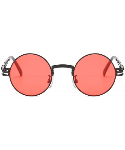 Oversized Round Steampunk Sunglasses for Women Men-Classic John Lennon Style - Metal Frame UV Protection 8077 - Pink - CO198O...