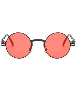 Oversized Round Steampunk Sunglasses for Women Men-Classic John Lennon Style - Metal Frame UV Protection 8077 - Pink - CO198O...
