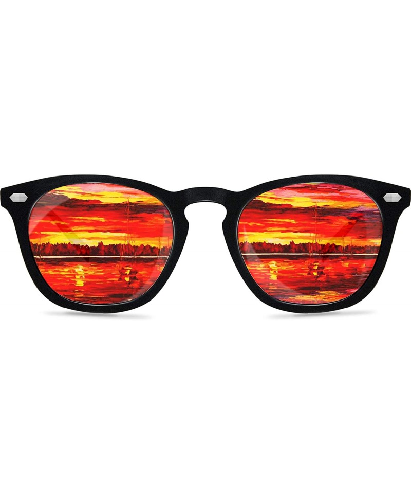 Oversized Polarized Protection Sunglasses - Black Frame/Red Lens - C2194R52RG2 $14.73