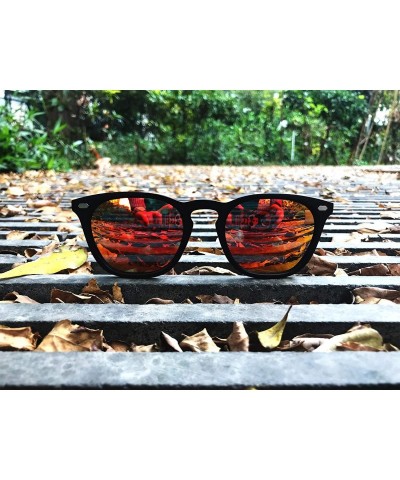 Oversized Polarized Protection Sunglasses - Black Frame/Red Lens - C2194R52RG2 $14.73