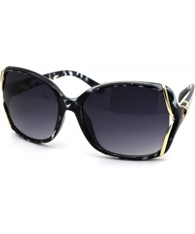 Rectangular Womens Rhinestone Butterfly Designer Fashion Plastic Sunglasses - Blue Tortoise Smoke - C218WMQ09SI $10.03