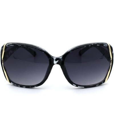 Rectangular Womens Rhinestone Butterfly Designer Fashion Plastic Sunglasses - Blue Tortoise Smoke - C218WMQ09SI $10.03